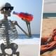 Туристы на пляже были ошеломлены, наткнувшись на скелет, похожий на человеческий
