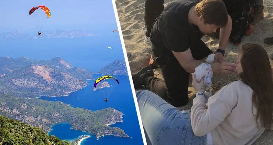 В Анталии российская туристка с двумя дочерями зависла на парашюте над морем